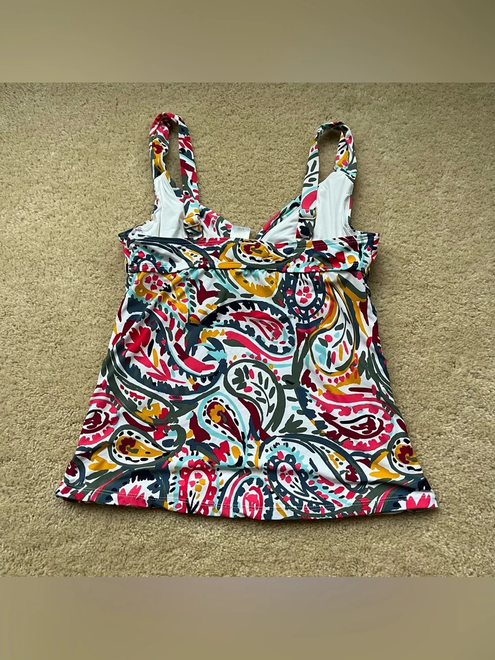 Anne Cole Watercolor Paisley Twist Front Underwire Tankini Top - 34D/32DD - EUC